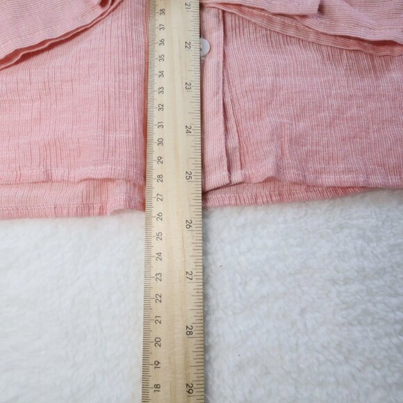 Chicos Shirt Womens 1 US Medium Pink 100% Linen Gauzy Button Up Long Sleeves - Picture 2 of 4